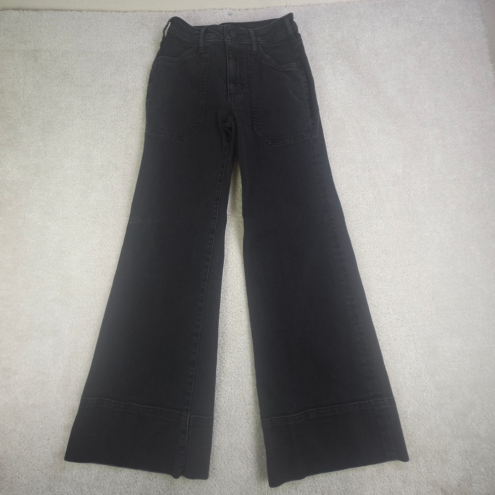 Pilcro Anthropologie Womens 24 Black Wide Leg High Rise Stretch Denim Jeans